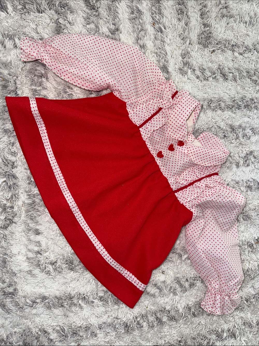 3-6m vintage handmade Red & Pink Polka Dot Girl's Baby Dress